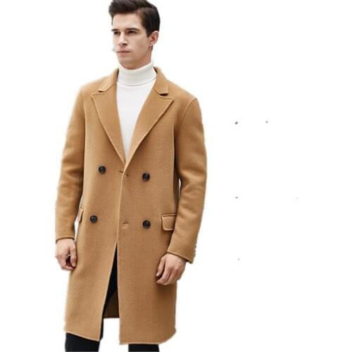 100% Wool Coat Autumn Winter Jacket Men Double-side Woolen Coats Windbreaker Long Jackets Plus Size Manteau F-RK501-18221 MY1790