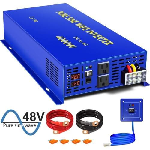 4000W Continuous 8000W Peak True Pure Sine Wave Solar Power Inverter 12V 24V 36V 48V DC TO AC 110V 220V Off-grid Inverters