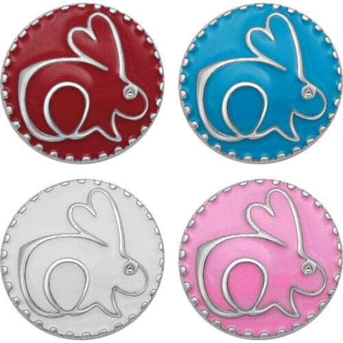 New Fashion Round 4 colors beauty Oil rabbit metal 18mm snap buttons fit 18mm snap jewelry wholesale KZ3289