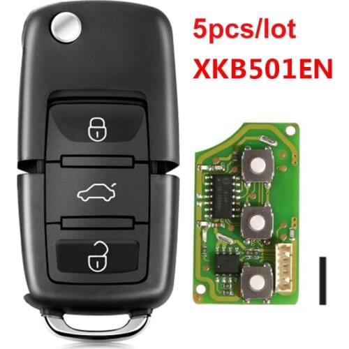 Okeytech 5pcs/lot XKB501EN Xhorse VVDI Universal Wire Remote Keys For VW B5 Type For VVDI Key Tool Programmer 3 Buttons English