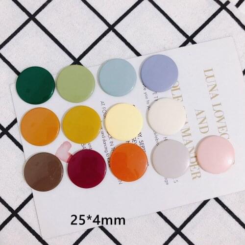 Wholesale 120pcs 25*4mm Solid Colors Round Acrylic Planar Beads Charms DIY Material Ornament Accessories Cameo Patch Sticker