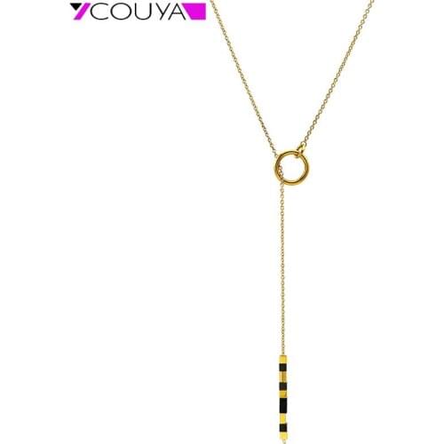 Rolo Chain Toggle Clasp Gold Necklace Mixed Color Squre Beads for Women Minimalist Choker Necklace collier femme collar