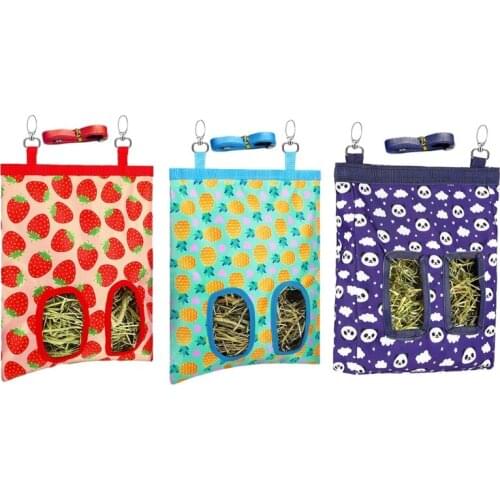 Guinea Pig Hay Feeder Hanging Rabbit Hay Feeder Water-proof Bag for Small Pets Bunny Hamster Reduce Hay Waste 3 Colors