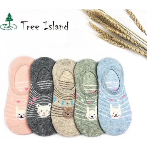 Striped cat socks 3D print cotton Sock color animal cartoon Women boat socks casual thin funny female Ankle sock