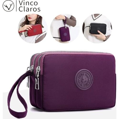 Casual Nylon Purses and Handbags Women Small Portable Mobile Phone Bag Letter Fastener Zipper Short Clutch Mini Card Holder Sac