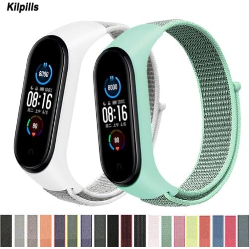 Nylon Strap for mi band 5 Bracelet Sport loop watch Belt pulsera correa Miband strap Wristband for xiaomi Mi band 6 4 3 Bracelet