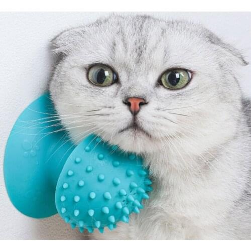 Pet Cat comb Rubber With Suction Cup Cat Corner Brush Particles massage Durable kitty Self Groomer Trimming Catnip Pet supplies