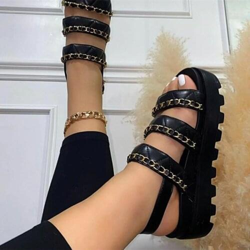 Womens Summer Fashion Casual Sandals Platform Chain Wedges Heels Women Sandalsl Beach Lady Shoes Woman