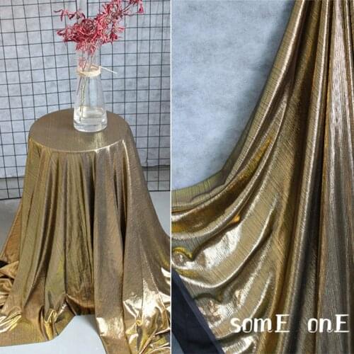 Brushed Crepe Stretch Knit Fabric Golden Stripe Folds DIY Decor Pillow Tights Dress Designer Fabric 50*145cm