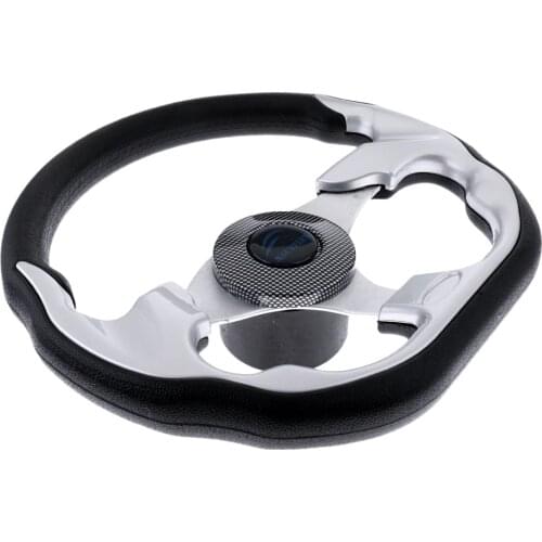 Universal 3-Spoke 3/4 inch Shaft Marine Boat Aluminum Steering Wheel with Soft PU Foam Grip, 310mm/12.2inch