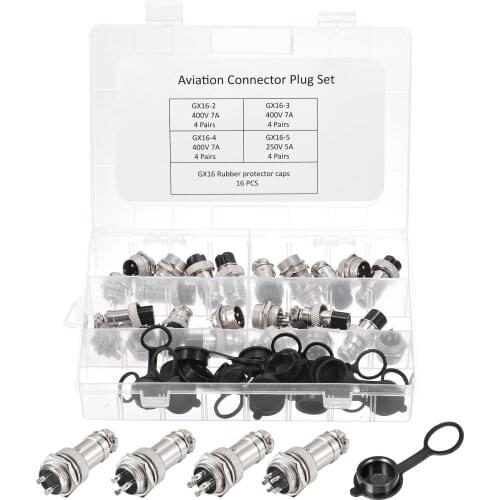 Uxcell 16mm 2 3 4 5 Terminals GX16 Aviation Connector Fittings with Plug Cover 1 Set