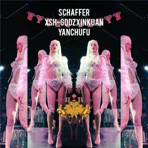 Party sexy stage show dress bikini head piece singer performance wears outfits ds bodysuit bar show cloth dance costume club