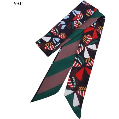 120cm*5cm Twill Silk Woman Scarves Small Long Cartoon Anger Eyes Printed Fashion Luxury Brand Scarf Female Ribbons Accessories