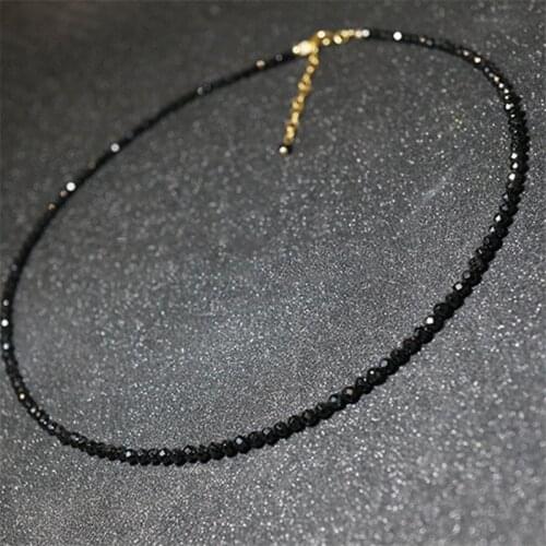 2020 New Fashion Crystal Beads Chain Choker Necklace Women Personality Black Beads Clavicle Chain Necklaces Female Jewelry