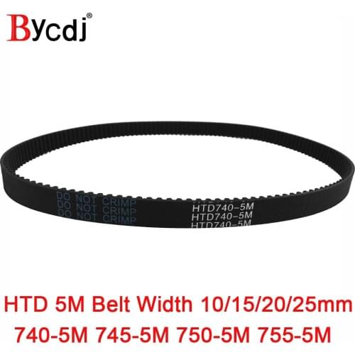 Arc HTD 5M Timing belt C=740/745/750/755 width10/15/20/25mm Teeth 148/149/150/151 synchronous Belt 740-5M 745-5M 750-5M 755-5M
