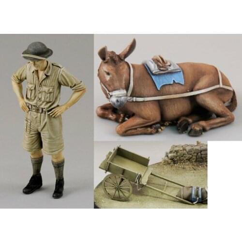 1/35 Scale Unpainted Resin Figure Tommy and lazy donkey with accessory collection figure