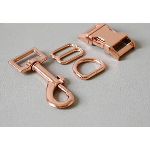 10 sets metal buckle 8 button D ring metal dog clasp 20mm webbing metal DIY pet collar strap bag belt accessory