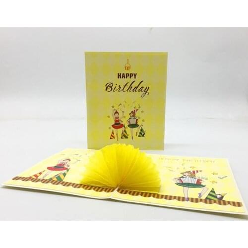 10pcs/lot! Happy Birthday Cartoon Greeting card! Handmade"Honeycomb"Creative 3D laser Cut Paper Card Birthday Gifts Free ship