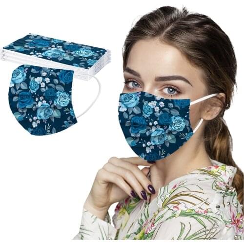 10pc Fashion Disposable Fabric Masks For Women Face 3-layers Protec Meltblown Maske Breathable Face mask Masques No Decoration