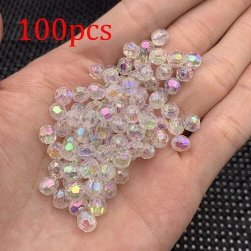 100pcs DIY handmade beaded bag AB color transparent white acrylic 32-faceted corner beads Symphony bag woven beads loose beads