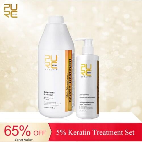 1000ml 5% Formalin Keratin & 300ml Purifying Shampoo Brazilian Keratin Hair Treatment Straighten Hair Salon Products Hair Care