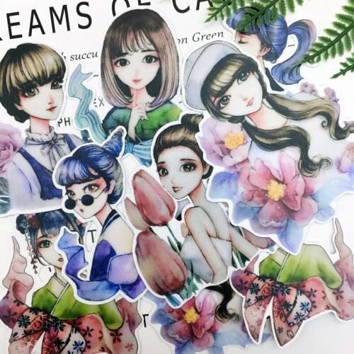 13pcs Cute Pretty Girls Sticker Self-made Scrapbooking Decorative Sticker decoration /waterproof paper stickers