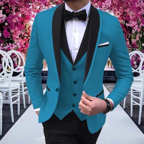 Mens suits 3 Pieces Party Costume Slim Fit Suits Classic Design Shawl Lapel Tuxedos Prom Suit Blazer & Pants & Vest for Wedding