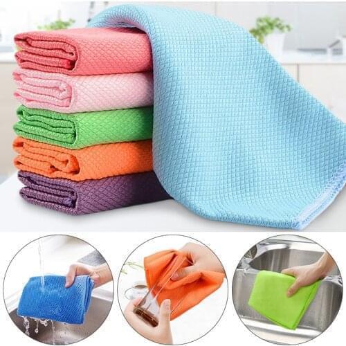30*40cm/11.8*15.7inch Microfiber Cleaning Towel Absorbable Glass Kitchen Cleaning Cloth Wipes Table Window Car Dish Towel Rag