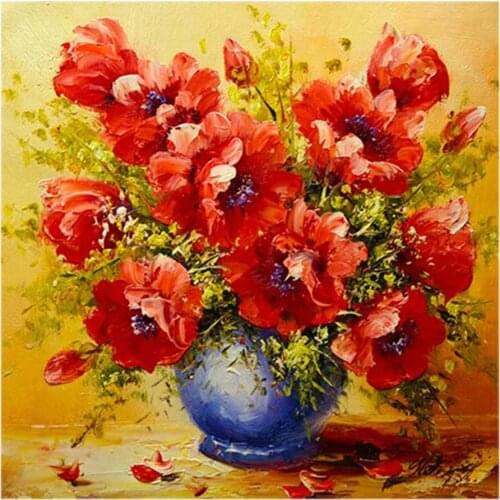 5D DIY Red flowers Diamond Painting Full art Vase still life NewSticking Drill Cross Embroidery simple Home Decora