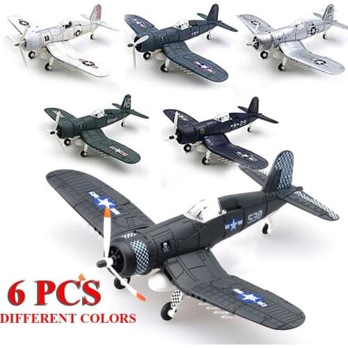 6Pcs/Set Different 1/48 Scale Assemble Fighter Model Toys Building Tool Sets Flanker Combat Aircraft Diecast Pirate Based F4U
