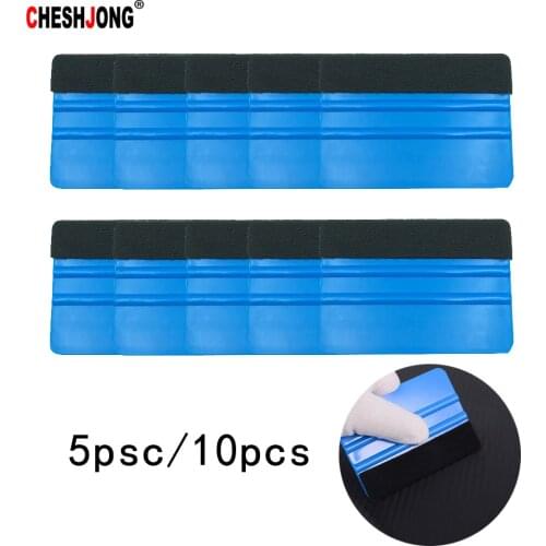 Cheshjong Car Styling Vinyl Wrap Film Auto Tools Blue Scraper Squeegee With Felt Edge Window Tint Tool Accessories 5/10PCS