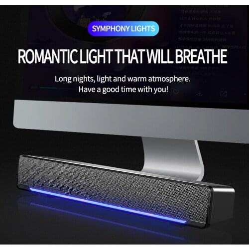 USB Computer bluetooth Speakers with LED Lights 3.5mm Plug Wired Soundbar Speaker for PC Cellphone Tablets Desktop Laptop