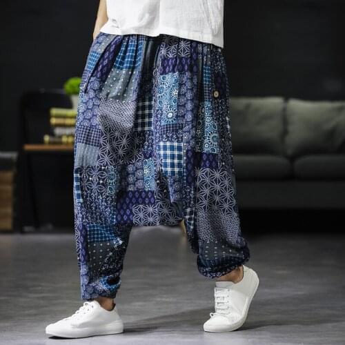 Summer Chinese Pants Man Oriental Style Clothing Plus Size Harem Pants Japanese Linen Asian Streetwear Kimonos Trousers FF2810