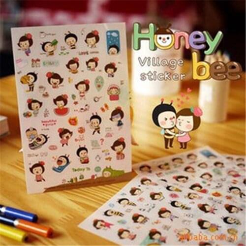 DL JB161 cute Bee girl | cartoon stationery Korea mobile phone -hneybee into decorative stickers cute rabbit sticker student