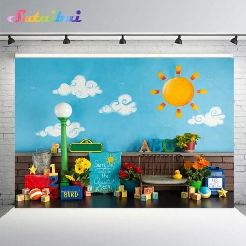 Sesame Street Birthday Party Backdrop for Photography Newborn Kid Back To School Photo Background Studio Party Decoration Banner