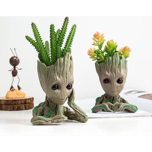 Home Garden Decoration Flower Pots Miniature Action Figure Multifunction Ornament Office Display Pen Holder Succulent Planter