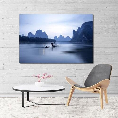 Guilin Li River Landscape Wallpaper Canvas Painting Print Living Room Home Decor Modern Wall Art Oil Painting Poster Pictures HD