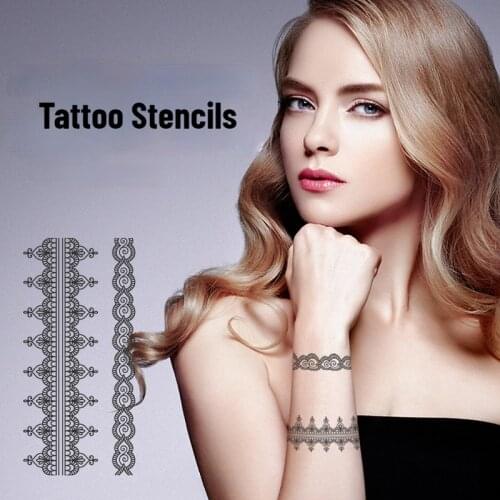 Indian Henna Rose Lace Flower Tattoo Stencil Women DIY Body Legs Arm Art Airbrush Painting Mandala Tattoo Stencil Template