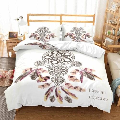 2/3 Pieces Dreamcatcher Luxury Bedding Set 3D White And Black Background Duvet Cover Folk-Custom Bed Quilt Cover Home Decor
