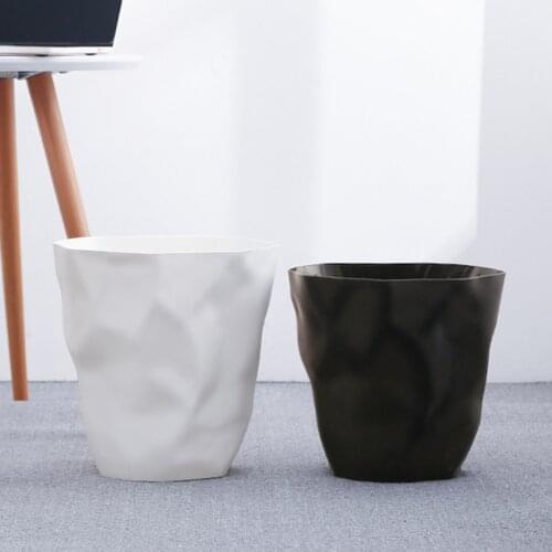 Nordic Style Trash Can Pleated Shape Paper Basket for Bathroom Kitchen Living Room Bedroom White