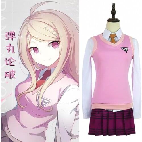 Game Danganronpa V3 Akamatsu Kaede Cosplay Costume Japanese Anime Uniform Clothes Shirt and Vest and Skirt and Tie