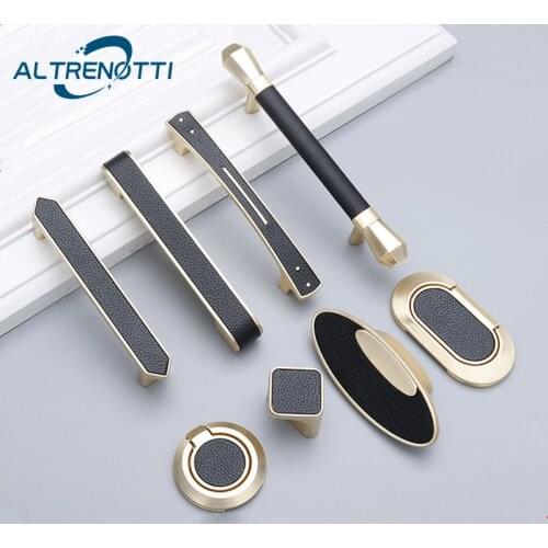Leather Zinc Furniture Door Pull Drawer Handle Metal Kitchen Cupboard Wardrobe Cabinet Dresser Closet Luxury Hardware Knob House
