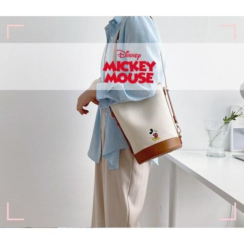 Disney 2021 Mickey Fashion All-match One-shoulder Messenger Bag Casual Bucket Bag Handbag Large-capacity Female