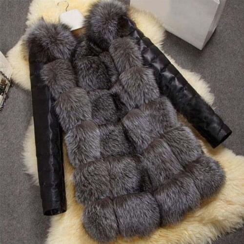 Fashion Fashion Winter Women Imitation Fox Fur Coat PU Leather Long Sleeve Jacket Keep Warm Outwear Lady Casual Overcoat S-3XL H