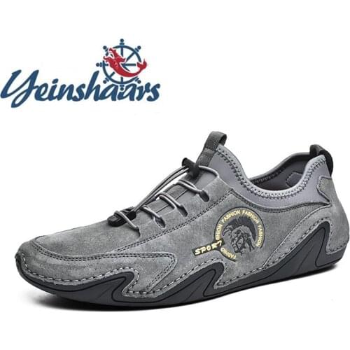 Mens Shoes Driving Handmade Suede Leather Sneakers Men Casual Shoes Fashion Designer Flats Moccasins Comfortable Walking Shoes