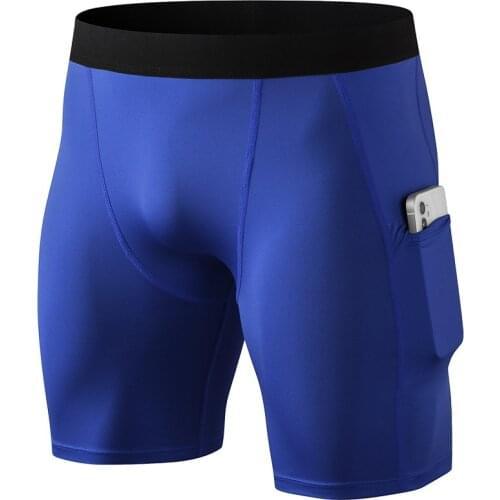Mens Compression Shorts Fitness Tight Shorts Sweat Sport Short Trousers Gym Shorts For Running Man Workout Underwear with Pocket