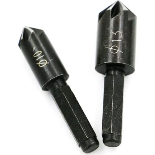 Unique 2PCS High Carbon Steel 7 Flute Sink Chamfer Cutter Countersink Drill Bit Set 1/4 Hex Shank In Wood Soft Metal Rubber