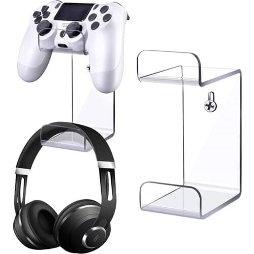 M2EC Wall Mounted Storage Holder Compatible with PS3/PS4/PS5 Wireless Gamepad, Headset Organizer Controller Storage Bracket