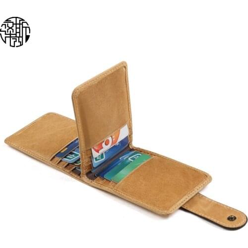 Zenos New Arrival Genuine Leather Small RFID Blocking Minimalist Credit Card Holder Pocket Wallets for Men Women