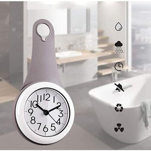 New Colorful Kitchen Bathroom Wall Clock Waterproof Silent Shower Hanging Decor Wall Clockswith Suckers Home Decoration